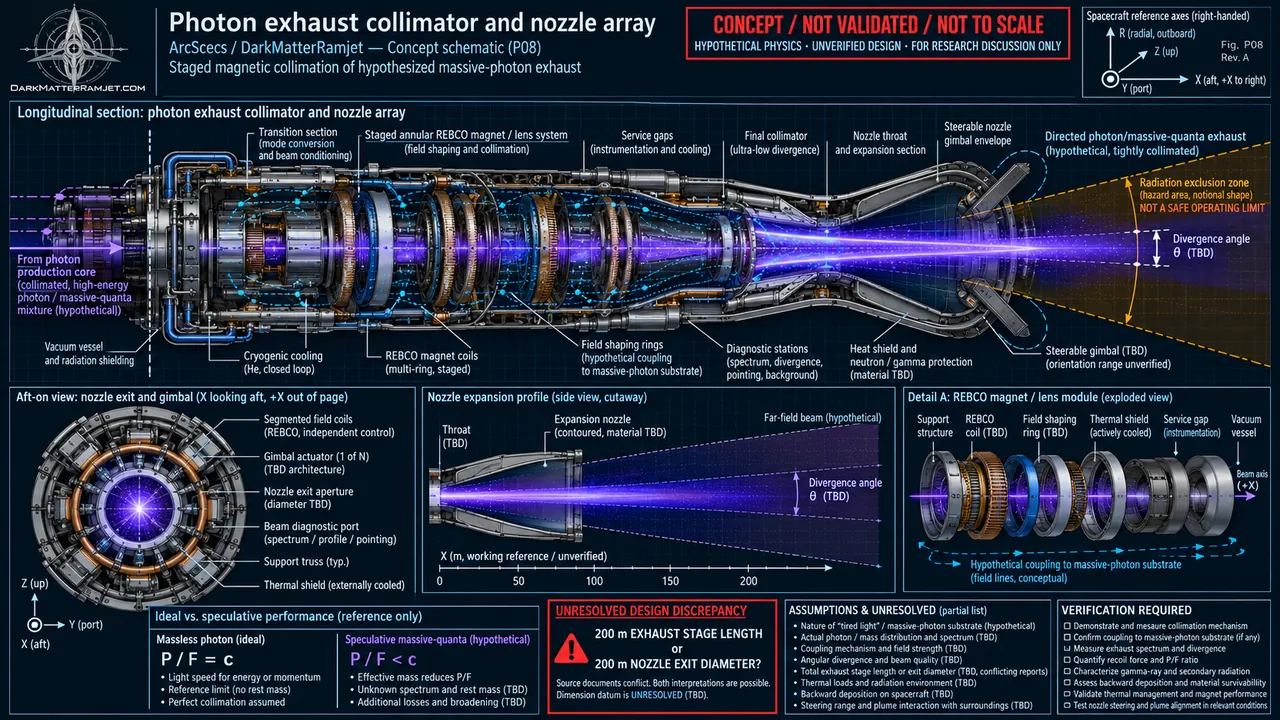 User-supplied engineering concept blueprint: Photon exhaust collimator — cutaway