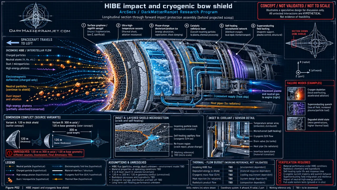User-supplied engineering concept blueprint: HIBE protective bow — cutaway