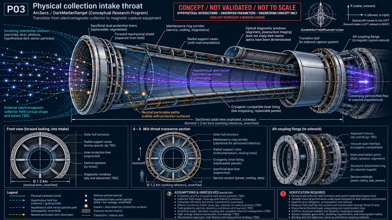 User-supplied engineering concept blueprint: Physical collection intake throat